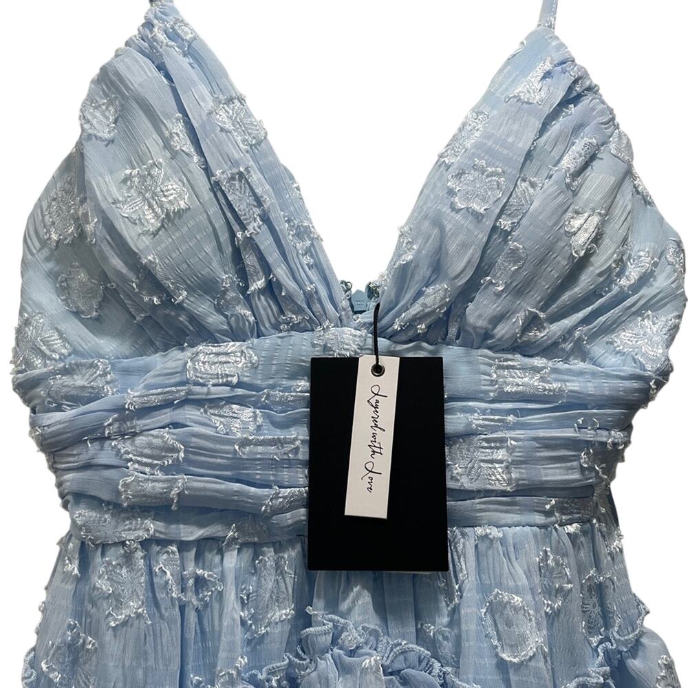 Layered with Love Lil Kat Jacquard Sleeveless Ruffle Mini Babydoll Dress Size XS - Picture 4 of 6